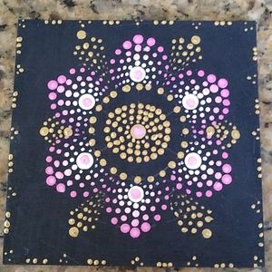 Hand Painted Mandala 4"x4" wood square